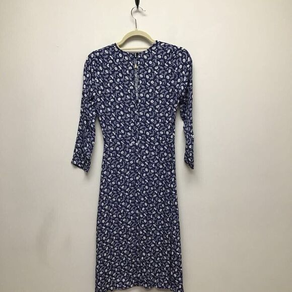 Reformation Womens‎ A Line Dress Blue White Floral Keyhole Back 3/4 Sleeve 0 New - Picture 2 of 7